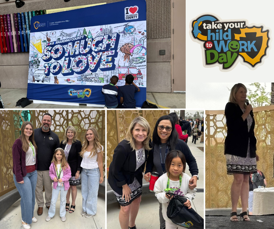 Photo montage from San Bernardino County's 2025 edition of Take Your Child to Work Day