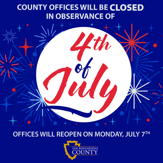 Poster announcing that county offices will be closed on Friday, July 4, 2025