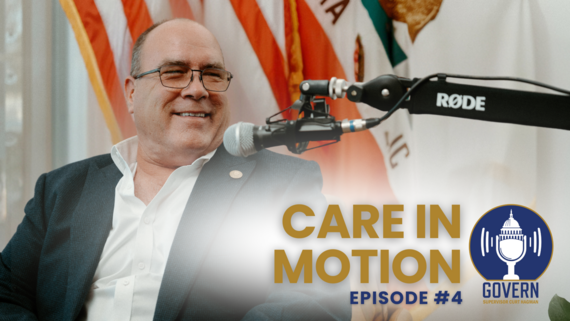 Supervisor Curt Hagman smiles during podcast recording for Episode #4 of "Govern"