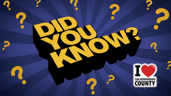 The official logo for San Bernardino County's "Did You Know" video series. Lots of question marks on a blue background.