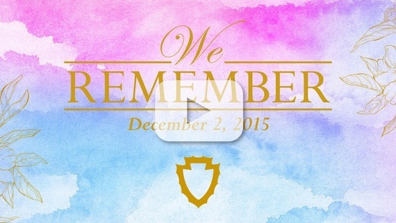 We Remember December 2, 2015, displayed on a pink and blue watercolor background.