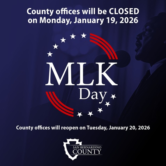 Poster announces that county offices will be close on Monday January 19 for the Martin Luther King, Jr. holiday