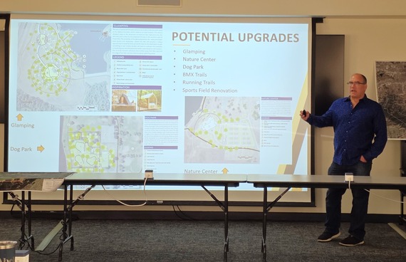 Supervisor Curt Hagman presents potential park and recreation upgrades, including glamping, trails, and a dog park.