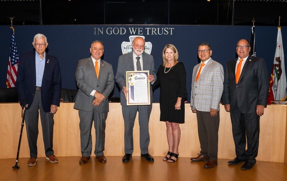 Board of Supervisors presents a resolution to Dr. Richard Hart from Loma Linda University Health