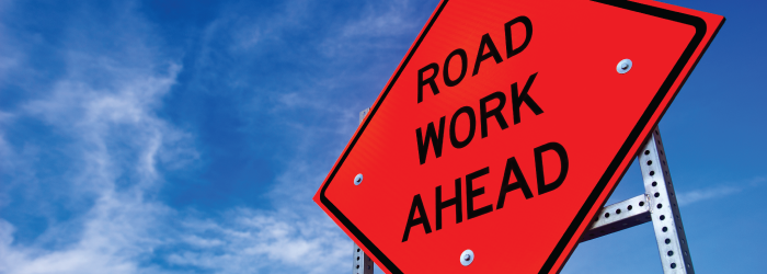 Road work ahead sign 