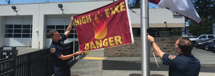 Red Flag being raised at Fire Station 