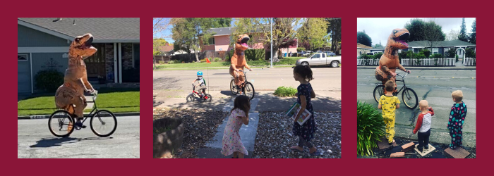 Dino Dan rides a bike