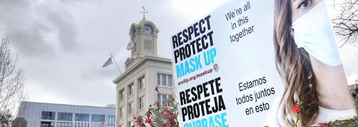 Downtown Mask Up placard Brigthen 