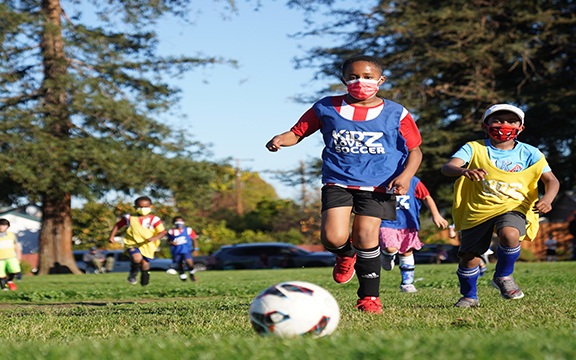 Kids playing soccer
