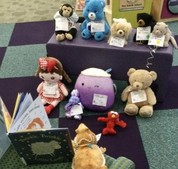 Stuffed animals at a sleepover