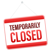 Red and white sign that says "temporarily closed"