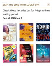 Six book covers in the Libby app