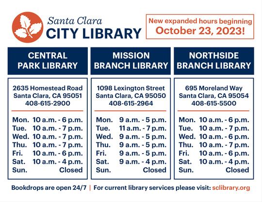 Expanded library hours schedule October 23, 2023