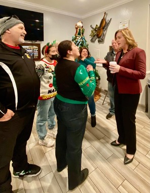 Mayor Gillmor speaking with the community