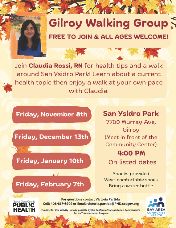 Gilroy walking group schedule, English