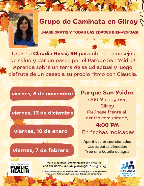 Gilroy walking group schedule, Spanish