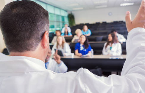 dr raising hand in a class