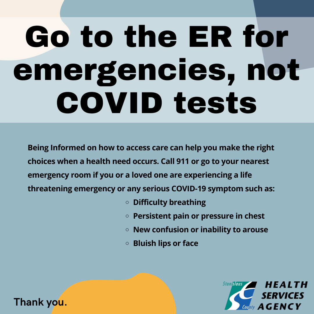 Go the the ER for Emergencies, not COVID Tests