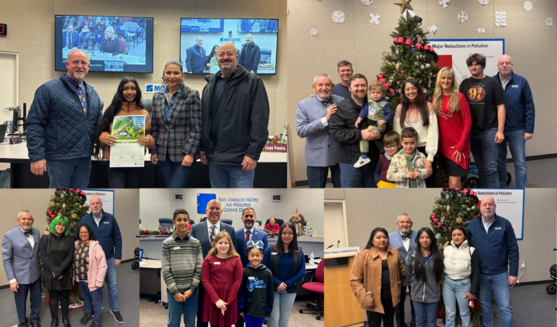 Calendar scholarship winners with governing board members and District officials