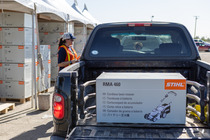 New electric lawnmower on Valley resident truck
