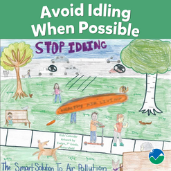 Do not idle illustration made by a San Joaquin Valley student
