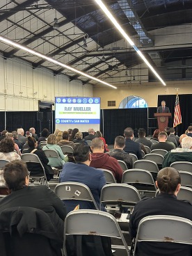 Supervisor Mueller speaking at the Human Trafficking Action Plan Event