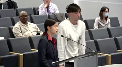 Emily and Liam speaking about Polluters PAy