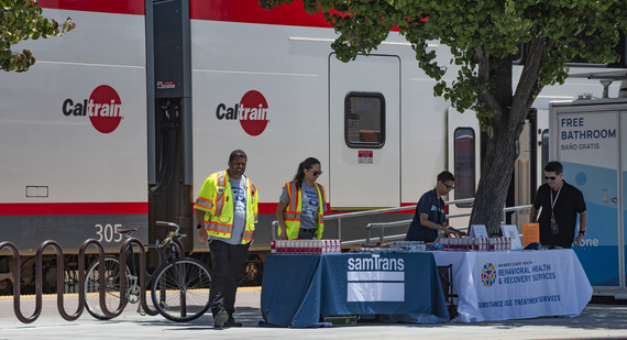 SamTrans and BHRS tables at naloxone distribution event