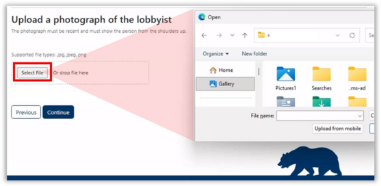 Upload Lobbyist Photograph