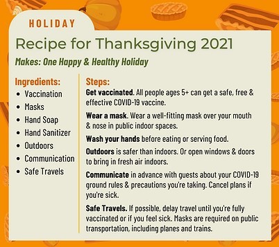 CCHS Thanksgiving Recommendations