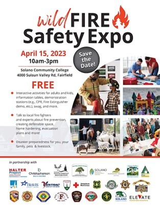 Image of flyer for the Wild Fire Safety Expo at the Solano Community College