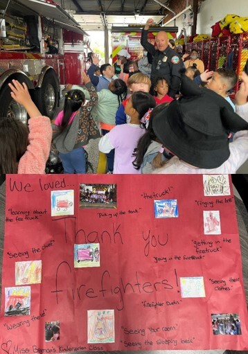 Suisun City Fire Department with Suisun Elementary School Students