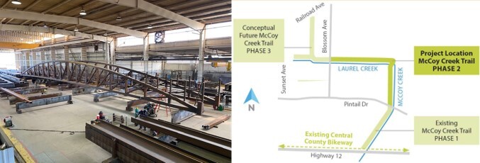 Image of bridge under construction and Map of Project location