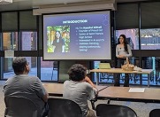 teen presenting a program in the library program room