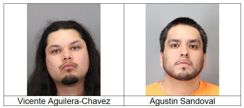 Mugshot of 2 male individuals with black hair and facial beard.