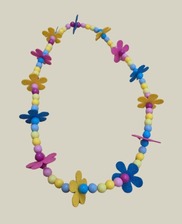 lei made out of beads and felt flowers
