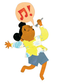 girl singing into a microphone, illustration