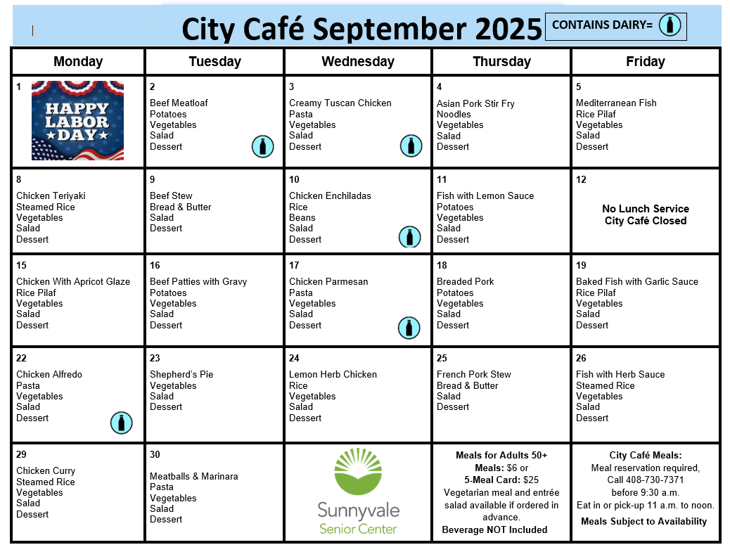 September Menu 2025