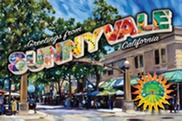 Greetings from Sunnyvale, California Sun Flair postcard.
