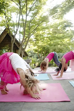 group of people doing yoga poses