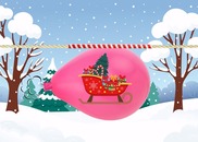 pink balloon wtih santa's red sleigh on a winter background
