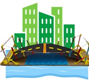 bridge craft made from cardboard, paper, tape and string