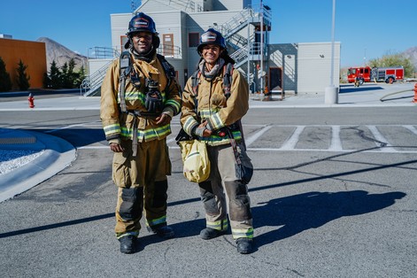 Recipients of the City of Victorville’s Fire Academy Scholarship, Maurice Buckner and Austin Almendarez.