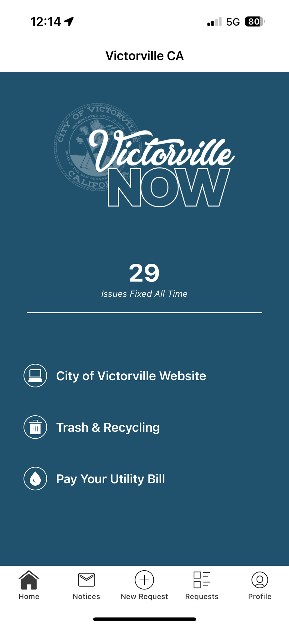 Victorville NOW Homescreen
