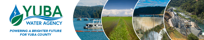 Yuba Water Agency header banner with logo and various landscapes of Yuba County