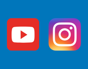 Youtube and Instagram logos on blue background.