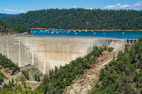 A photo of New Bullards Bar Dam and Reservoir. 