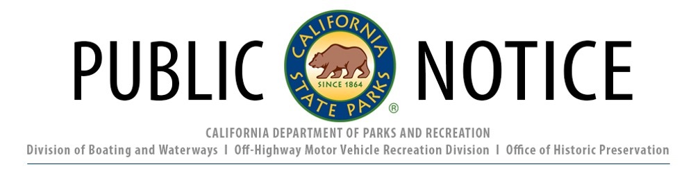 Public Notice California Department Parks and Recreation 