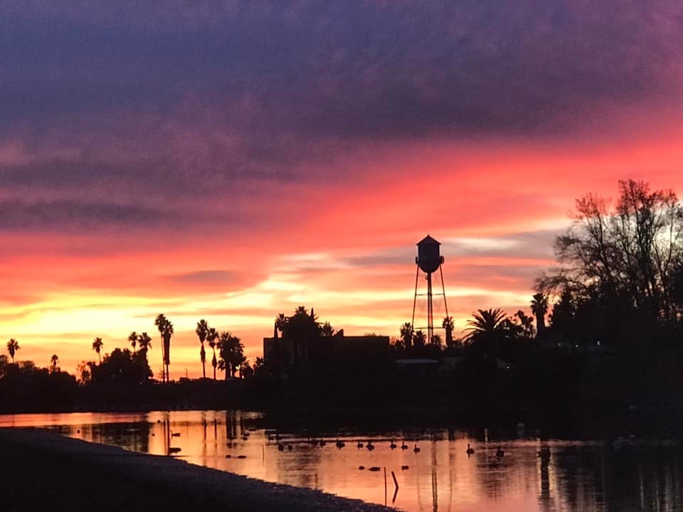Sunset with water tower