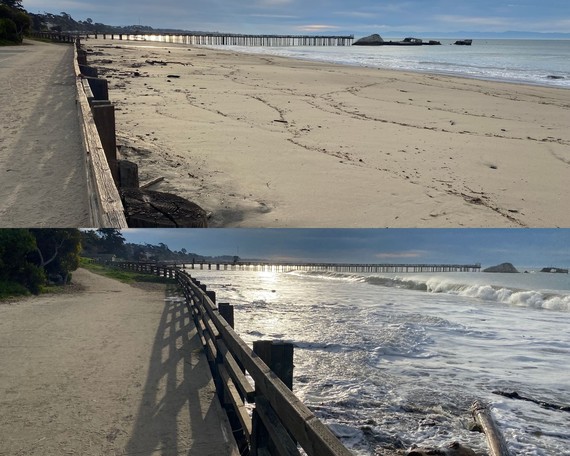 Seacliff State Beach Tsunami before and after